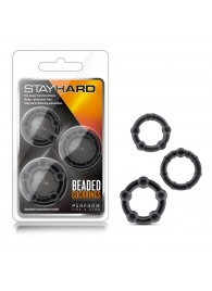 Набор из 3 чёрных эрекционных колец Stay Hard Beaded Cockrings - Blush Novelties - в Мытищах купить с доставкой
