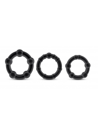 Набор из 3 чёрных эрекционных колец Stay Hard Beaded Cockrings - Blush Novelties - в Мытищах купить с доставкой