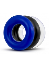 Набор из 3 разноцветных колец Stay Hard Donut Rings - Blush Novelties - в Мытищах купить с доставкой
