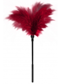 Пластиковая метелочка с красными пёрышками Small Feather Tickler - 32 см. - Blush Novelties - купить с доставкой в Мытищах