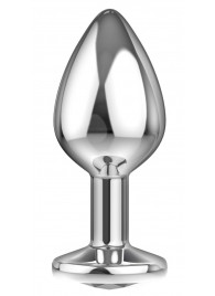 Большая серебристая анальная пробка Diamond Clear Sparkle Large с прозрачным кристаллом - 8 см. - Lola Games - купить с доставкой в Мытищах