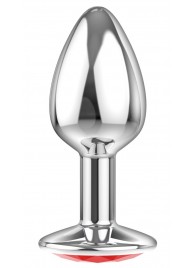 Малая серебристая анальная пробка Diamond Red Sparkle Small с красным кристаллом - 7 см. - Lola Games - купить с доставкой в Мытищах