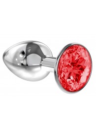 Малая серебристая анальная пробка Diamond Red Sparkle Small с красным кристаллом - 7 см. - Lola Games - купить с доставкой в Мытищах