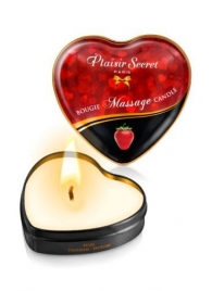 Массажная свеча с ароматом клубники Bougie Massage Candle - 35 мл. - Plaisir Secret - купить с доставкой в Мытищах