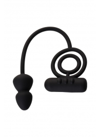 Чёрное эрекционное кольцо с вибропулькой и анальным хвостом - Erotist Adult Toys - в Мытищах купить с доставкой