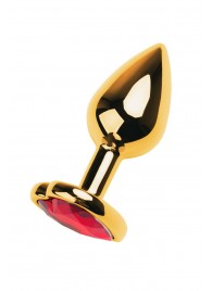 Золотистая анальная пробка с кристаллом-сердцем - 7,5 см. - ToyFa - купить с доставкой в Мытищах