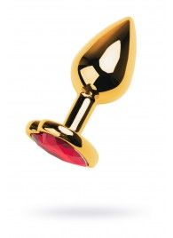 Золотистая анальная пробка с кристаллом-сердцем - 7,5 см. - ToyFa - купить с доставкой в Мытищах