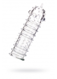 Прозрачная насадка на пенис TOYFA A-Toys с ребрами и точками - 15,3 см. - A-toys - в Мытищах купить с доставкой