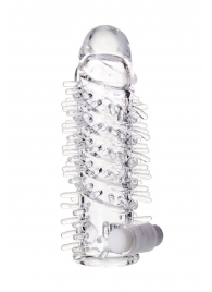 Насадка на пенис TOYFA A-Toys с вибропулей и шипами - 13,4 см. - A-toys - в Мытищах купить с доставкой