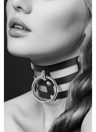 Чёрный тройной чокер с большим кольцом - Bijoux Pour Toi - купить с доставкой в Мытищах