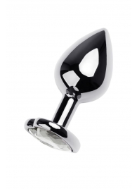 Серебристая анальная пробка с прозрачным кристаллом-сердцем - 8 см. - ToyFa - купить с доставкой в Мытищах