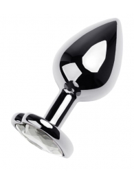 Серебристая анальная пробка с прозрачным кристаллом-сердцем - 8 см. - ToyFa - купить с доставкой в Мытищах