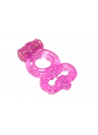 Розовое эрекционное кольцо Rings Treadle с подхватом - Lola Games - в Мытищах купить с доставкой