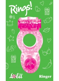 Розовое эрекционное кольцо с вибрацией Rings Ringer - Lola Games - в Мытищах купить с доставкой