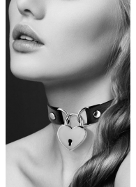Черный чокер с замком в форме сердца - Bijoux Pour Toi - купить с доставкой в Мытищах