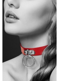 Красный узенький чокер с кольцом - Bijoux Pour Toi - купить с доставкой в Мытищах