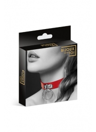 Красный узенький чокер с кольцом - Bijoux Pour Toi - купить с доставкой в Мытищах