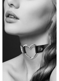Чёрный чокер с кольцом в форме сердца - Bijoux Pour Toi - купить с доставкой в Мытищах