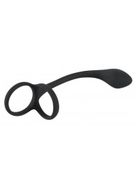 Эрекционное кольцо с утяжкой на мошонку и анальным плаг Black Velvets - Orion - в Мытищах купить с доставкой