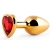 Золотистая анальная пробка с красным стразом-сердечком - 8 см. - Anal Jewelry Plug - купить с доставкой в Мытищах