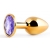Золотистая анальная пробка с фиолетовым стразом - 7,2 см. - Anal Jewelry Plug - купить с доставкой в Мытищах