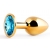 Золотистая анальная пробка с голубым стразом - 7,2 см. - Anal Jewelry Plug - купить с доставкой в Мытищах