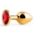 Золотистая анальная пробка с красным стразом - 7,2 см. - Anal Jewelry Plug - купить с доставкой в Мытищах