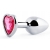 Серебристая анальная пробка с розовым кристаллом-сердечком - 7 см. - Anal Jewelry Plug - купить с доставкой в Мытищах