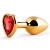 Золотистая анальная пробка с красным стразом-сердечком - 7 см. - Anal Jewelry Plug - купить с доставкой в Мытищах