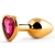Золотистая анальная пробка с малиновым кристаллом-сердечком - 7 см. - Anal Jewelry Plug - купить с доставкой в Мытищах