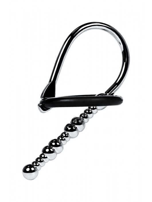 Серебристый уретральный плаг-бусины TOYFA Metal с мягким фиксириющим кольцом - ToyFa - купить с доставкой в Мытищах