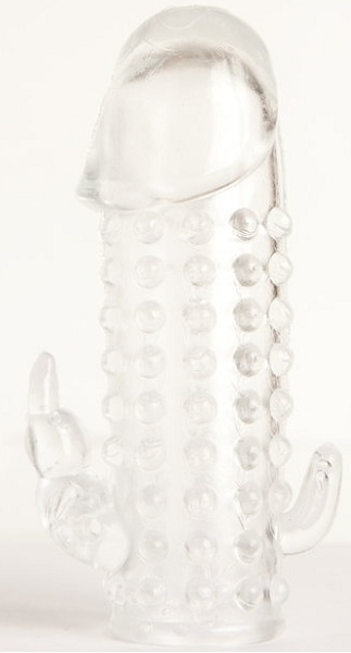 Гелевая прозрачная насадка с 2 отростками - 13 см. - Toyfa Basic - в Мытищах купить с доставкой