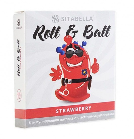 Стимулирующий презерватив-насадка Roll   Ball Strawberry - Sitabella - купить с доставкой в Мытищах