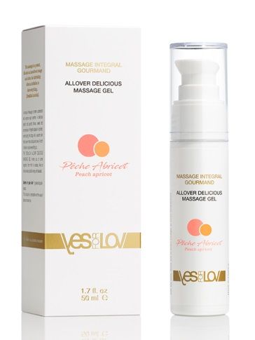 Универсальный массажный гель-смазка Allover Delicious Massage Gel с ароматом персика и аброкоса - 50 мл. - YESforLOV - купить с доставкой в Мытищах