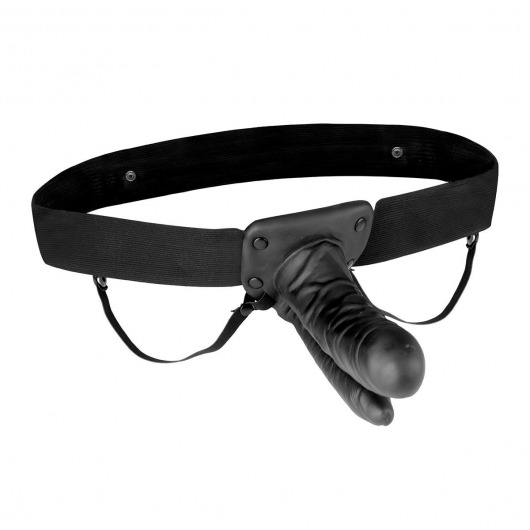 Полый страпон с двумя отростками и вибрацией Unisex Vibrating Hollow Strap-On Double Penetrating Dildo - 17,8 см. - Lux Fetish - купить с доставкой в Мытищах