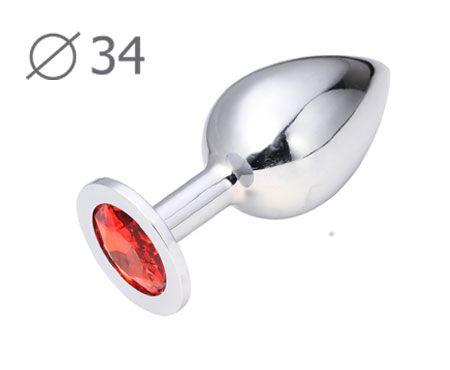 Коническая серебристая анальная втулка с красным кристаллом - 8,2 см. - Anal Jewelry Plug - купить с доставкой в Мытищах