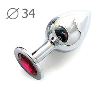 Коническая серебристая анальная втулка с малиновым кристаллом - 8,2 см. - Anal Jewelry Plug - купить с доставкой в Мытищах