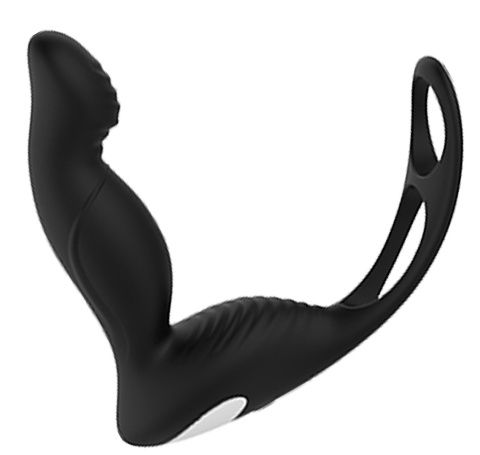 Черный вибромассажер простаты P-PLEASER W ERECTION ENHANCE - Dream Toys - в Мытищах купить с доставкой