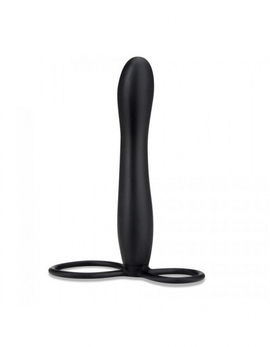 Черная насадка на пенис для двойной стимуляции Mojo BlackJack - 15 см. - Seven Creations - в Мытищах купить с доставкой