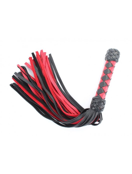 Черно-красная клеть с плетеной ручкой с ромбовидным узором - 45 см. - БДСМ Арсенал - купить с доставкой в Мытищах