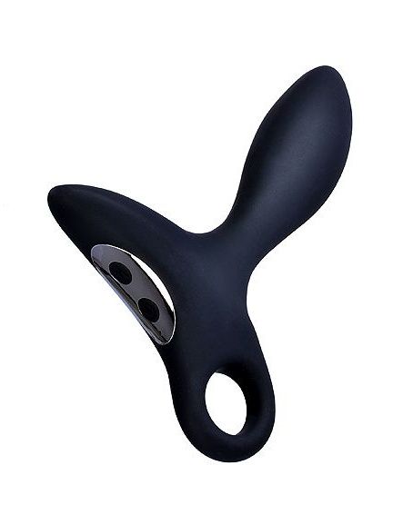 Черный силиконовый анальный вибромассажер Erokey с колечком-ограничителем - Erokay - в Мытищах купить с доставкой