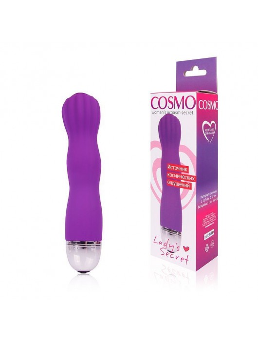 Фантазийный фиолетовый силиконовый вибратор Cosmo - 13,7 см. - Cosmo