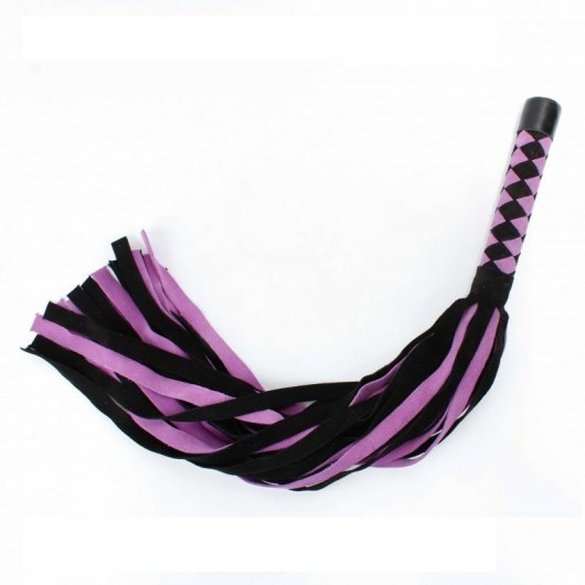 Черно-розовая плеть из замши - 58 см. - БДСМ Арсенал - купить с доставкой в Мытищах