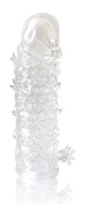Закрытая прозрачная рельефная насадка Crystal sleeve - 13 см. - Erowoman-Eroman - в Мытищах купить с доставкой