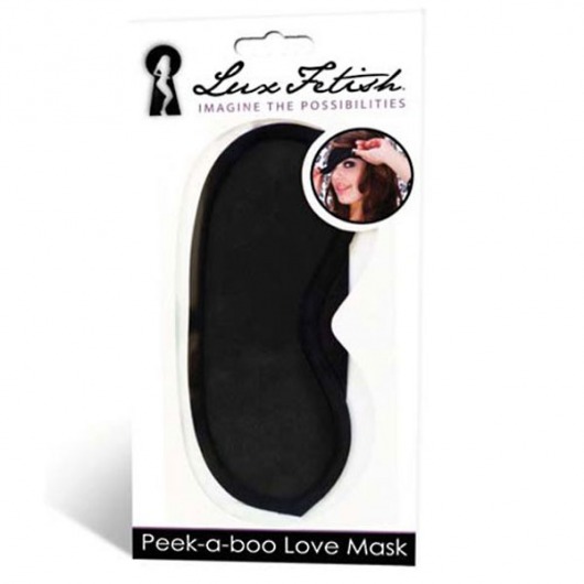 Черная маска на глаза Peek-a-Boo - Lux Fetish - купить с доставкой в Мытищах