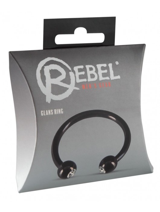 Черное металлическое кольцо под головку со стразами Glans Ring - Orion - купить с доставкой в Мытищах