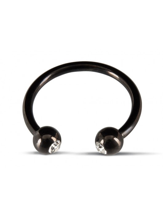 Черное металлическое кольцо под головку со стразами Glans Ring - Orion - купить с доставкой в Мытищах