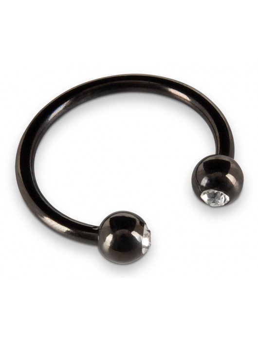 Черное металлическое кольцо под головку со стразами Glans Ring - Orion - купить с доставкой в Мытищах
