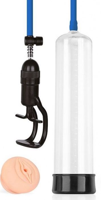 Прозрачная вакуумная помпа Sex Expert с насадкой-вагиной - Sex Expert - в Мытищах купить с доставкой