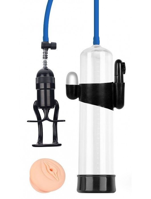 Прозрачная вакуумная вибропомпа Sex Expert с насадкой-вагиной - Sex Expert - в Мытищах купить с доставкой